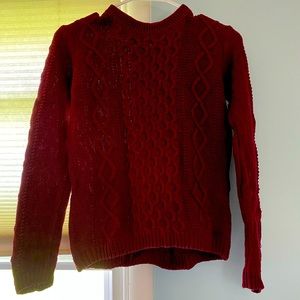 Maroon sweater, cable knit